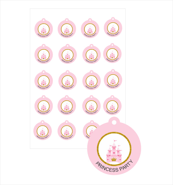 Princess Birthday Party Thank You Tags/Return Gift tags