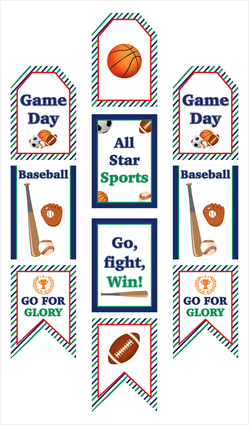 Sports Theme Birthday Paper Door Banner/ Wall Decoration.