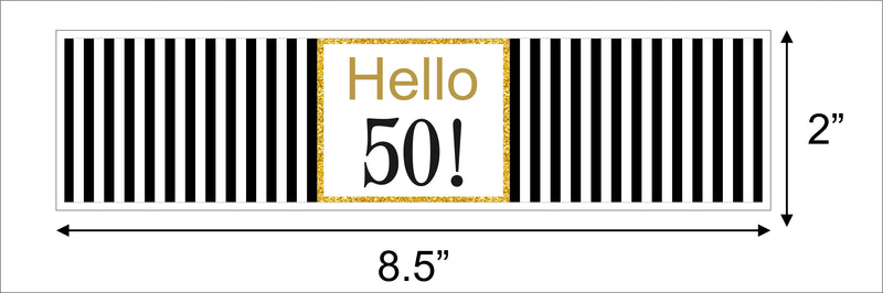 50th Birthday Theme Water Bottle Labels