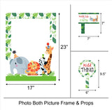 Jungle Safari Theme Birthday Party Selfie Photo Booth Frame & Props