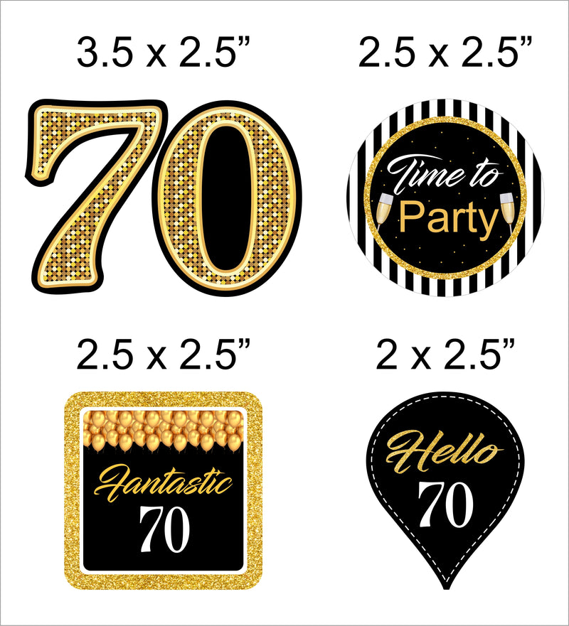 70th Theme Birthday Party Cupcake Toppers for Decoration