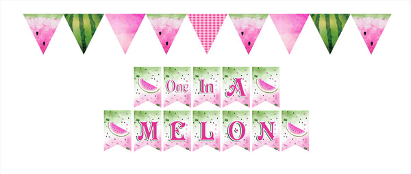 One In A Melon Theme  Birthday Party Banner for Decoration