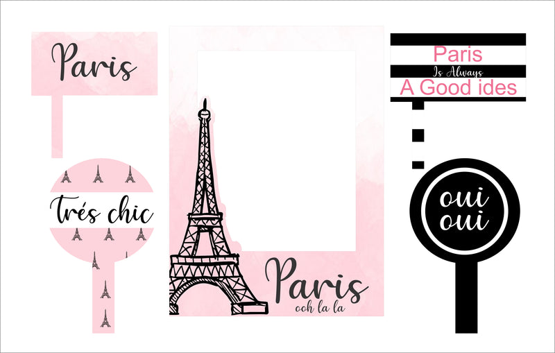 Paris Theme  Birthday Party Selfie Photo Booth Frame