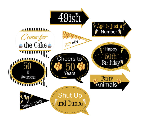 50th Theme Birthday Party Photo Booth Props Kit