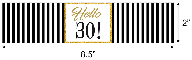 30th Birthday Theme Water Bottle Labels