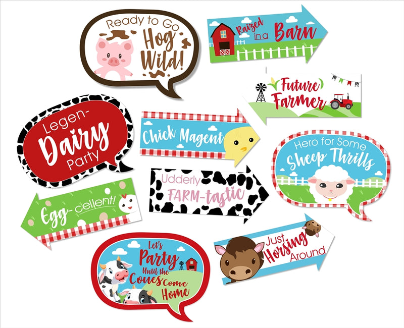 Farm Animal Birthday Party Photo Booth Props Kit