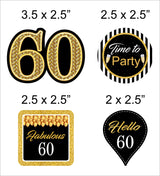 60th Theme Birthday Party Cupcake Toppers for Decoration