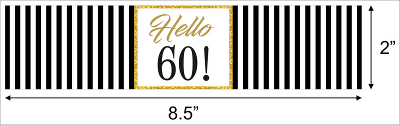 60th Birthday Theme Water Bottle Labels