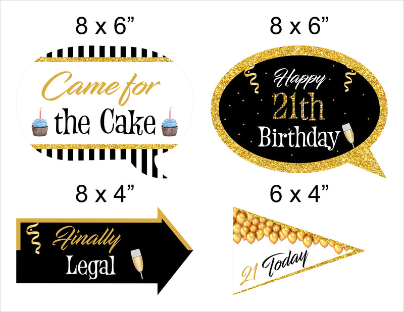 21st Theme Birthday Party Photo Booth Props Kit