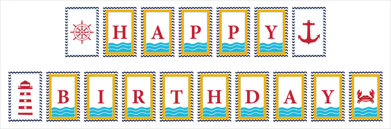 Nautical Ahoy Theme Birthday Party Banner for Decoration