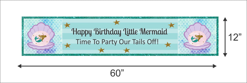 Mermaid Birthday Party Long Banner for Decoration