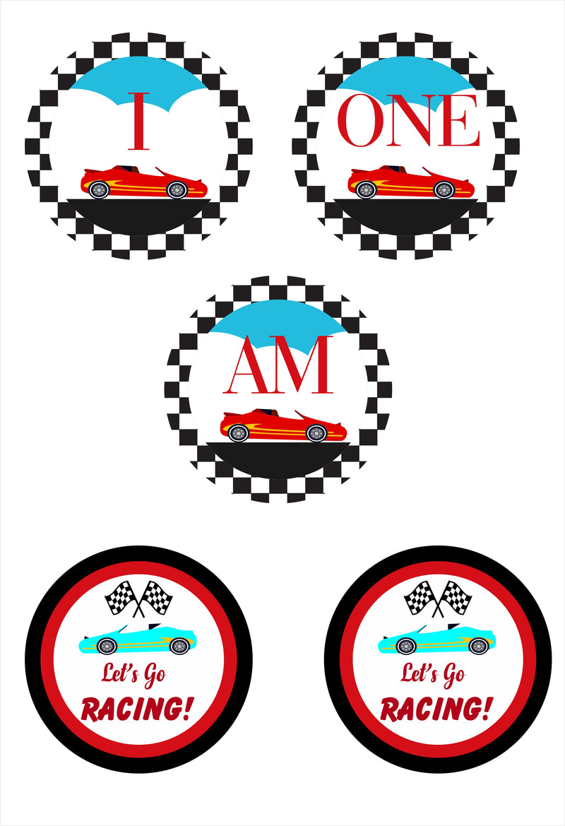 Racing Car "I Am One" Birthday Banner for Decoration