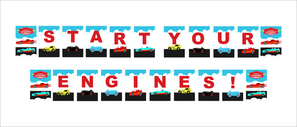 Racing Car Birthday Party Banner for Decoration