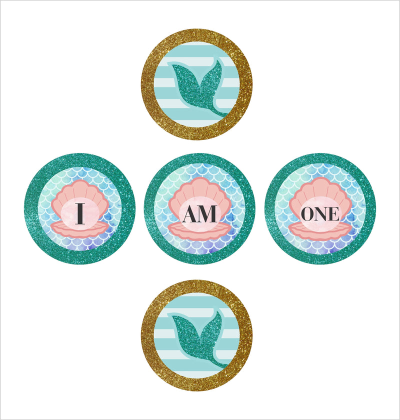 Mermaid Theme  "I Am One" Birthday Banner for Decoration