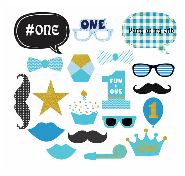 One Is Fun  Birthday Party Photo Booth Props Kit