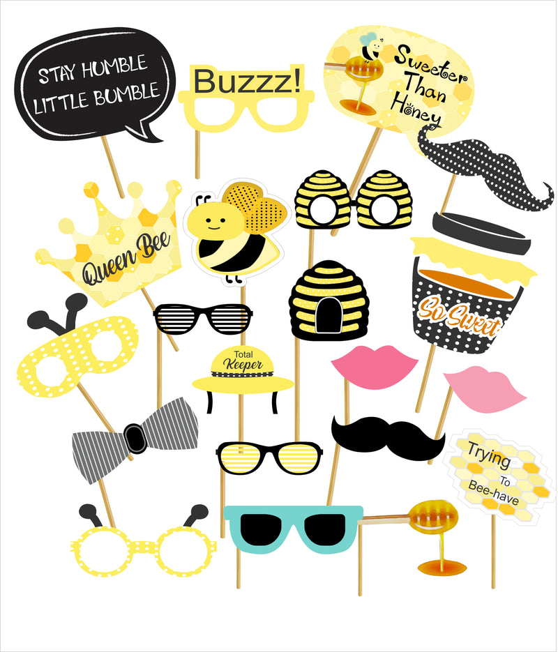 "What It Will Bee" Baby Shower Theme Party Photo Booth Props Kit