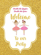 Twin Girls Theme Birthday Party Yard Sign/Welcome Board.