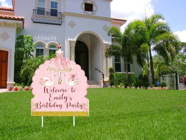 Ballerina Theme Birthday Party Yard Sign/Welcome Board.