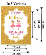 Twin Girls Theme Birthday Party Yard Sign/Welcome Board.