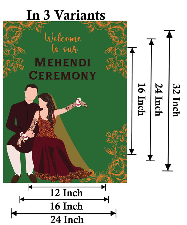 Mehndi Ceremony Signage or Welcome Board for Decoration