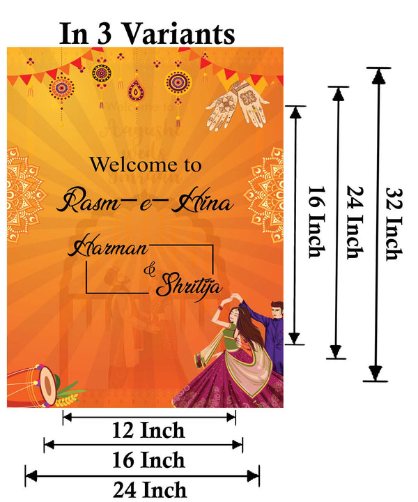 Mehndi Ceremony Signage or Welcome Board for Decoration