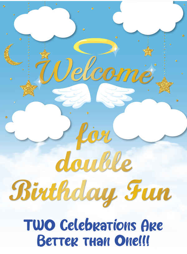 Twin Boys Party Theme Birthday Party Yard Sign/Welcome Board