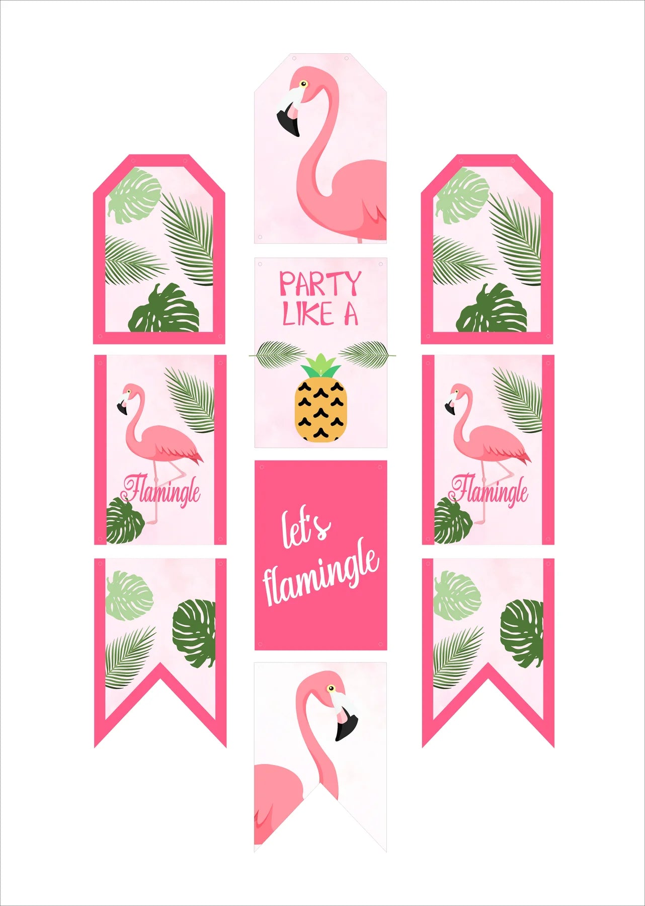 Flamingo Theme Birthday Paper Door Banner/ Wall Decoration.