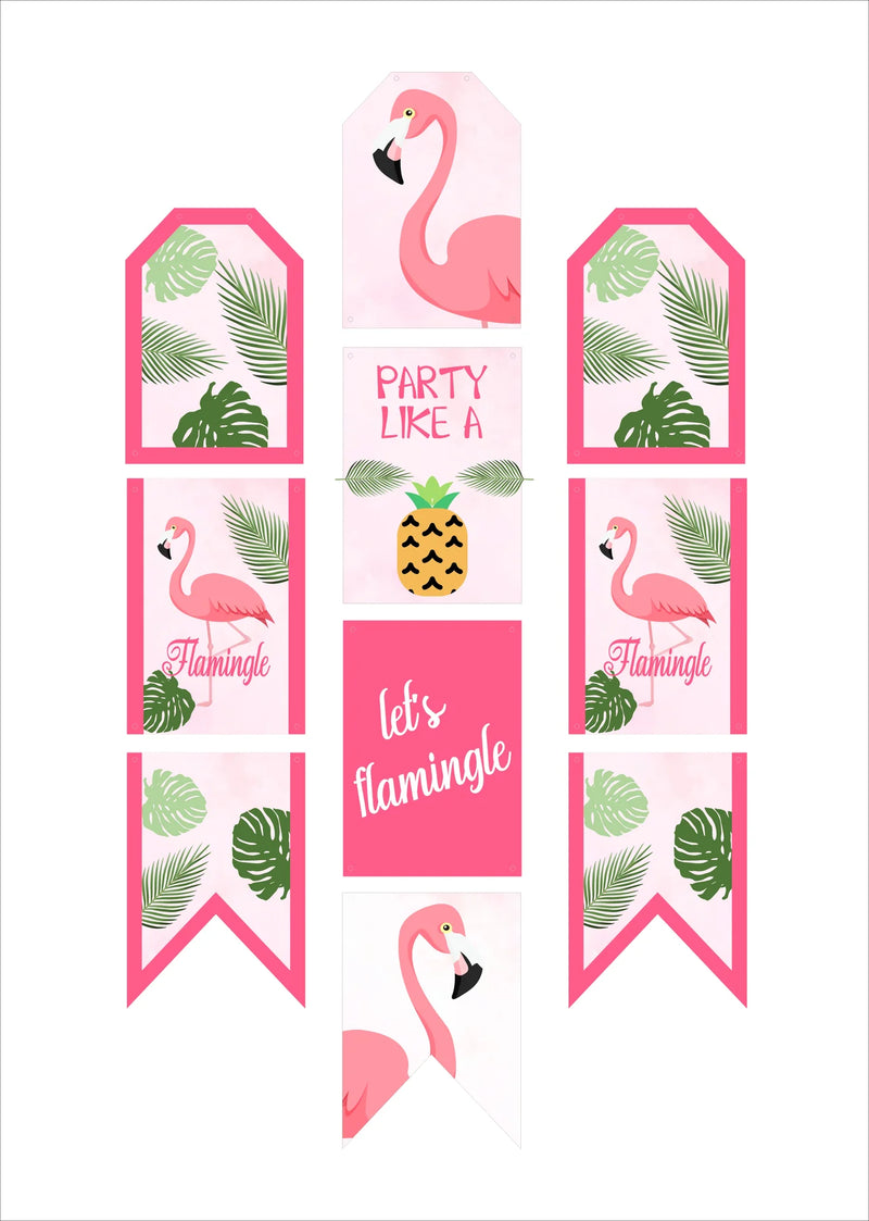 Flamingo Theme Birthday Paper Door Banner/ Wall Decoration.