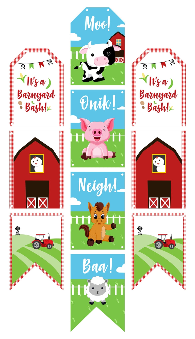 Farm Animal Theme Birthday Paper Door Banner or for Wall Decoration.