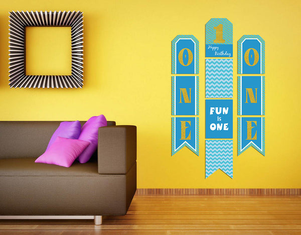 One Is Fun Theme Birthday Paper Door Banner/ Wall Decoration.