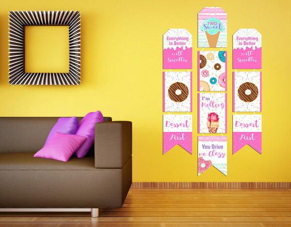 Two Sweet Theme Birthday Paper Door Banner or for Wall Decoration.