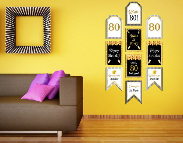 80th Theme Birthday Paper Door Banner or for Wall Decoration.