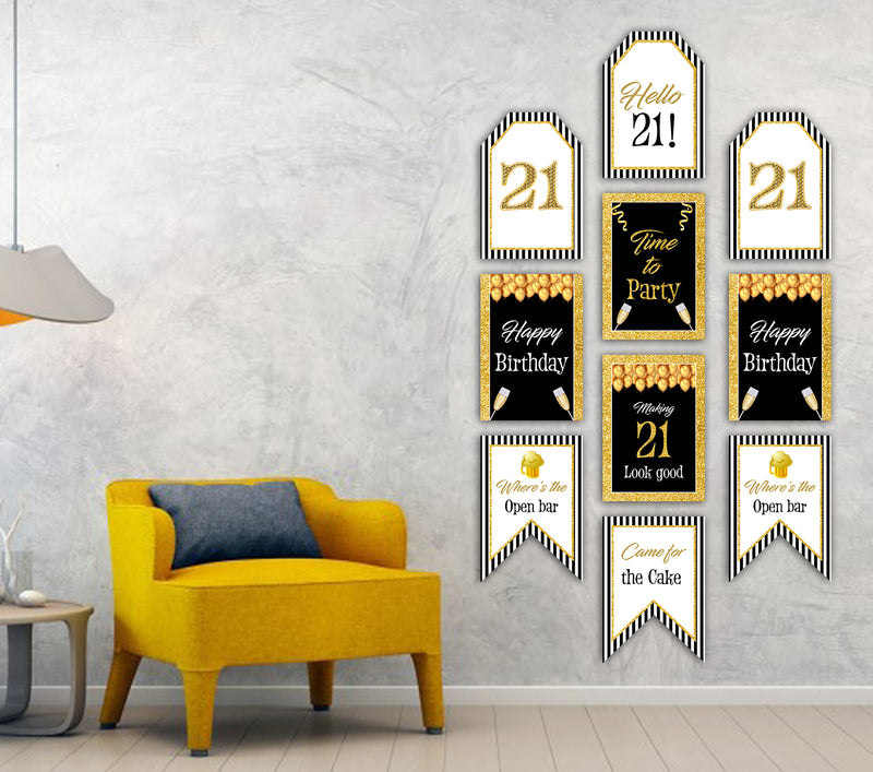 21st Theme Birthday Paper Door Banner or for Wall Decoration.