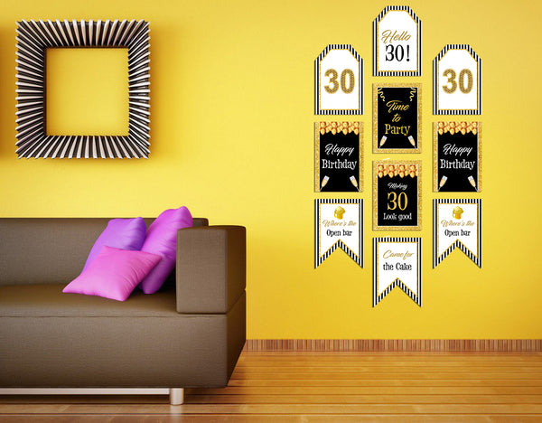 30th Theme Birthday Paper Door Banner or for Wall Decoration.