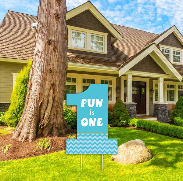 One Is Fun Theme Birthday Party Yard Sign/Welcome Board.