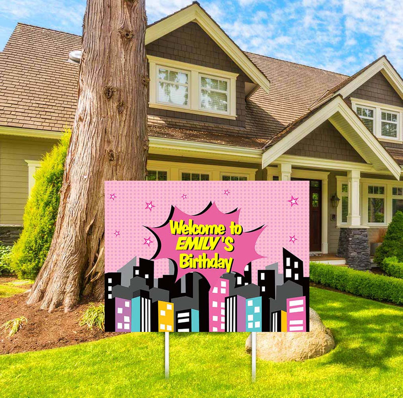 Super Girl Theme Birthday Party Yard Sign/Welcome Board.