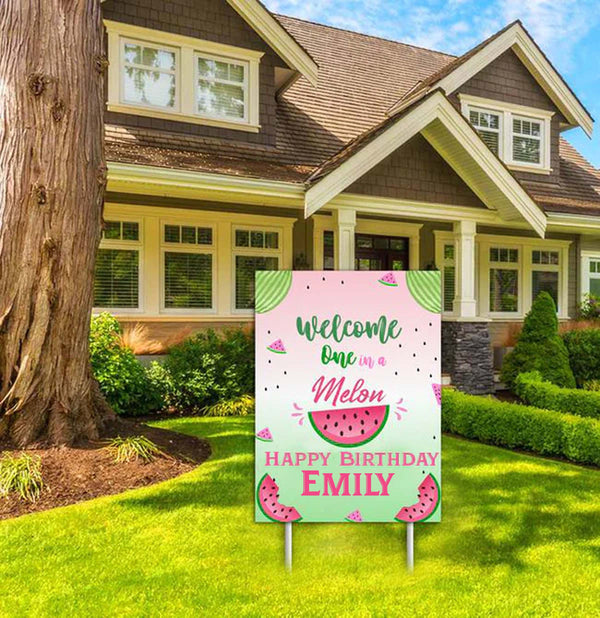 One In A Melon Theme Birthday Party Yard Sign/Welcome Board.