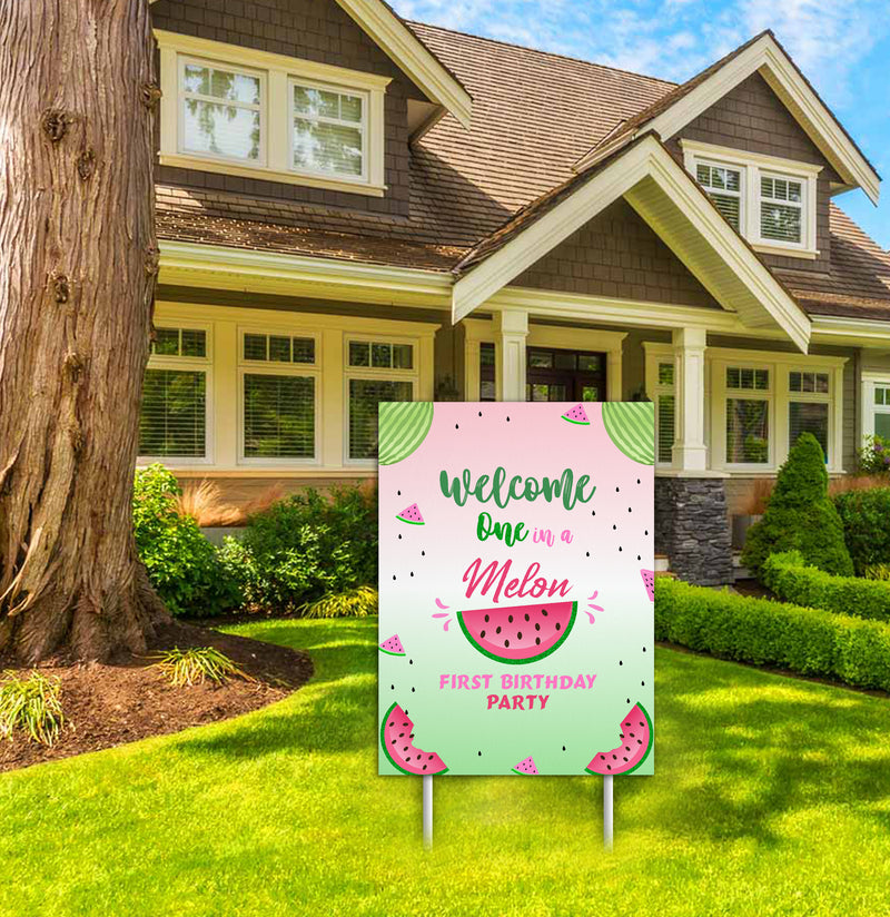 One In A Melon Theme Birthday Party Yard Sign/Welcome Board.