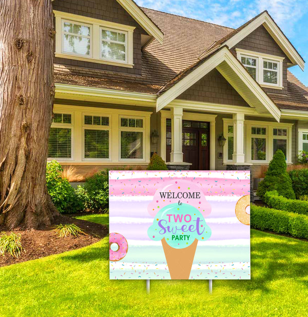 Two Sweet Theme Birthday Party Yard Sign/Welcome Board
