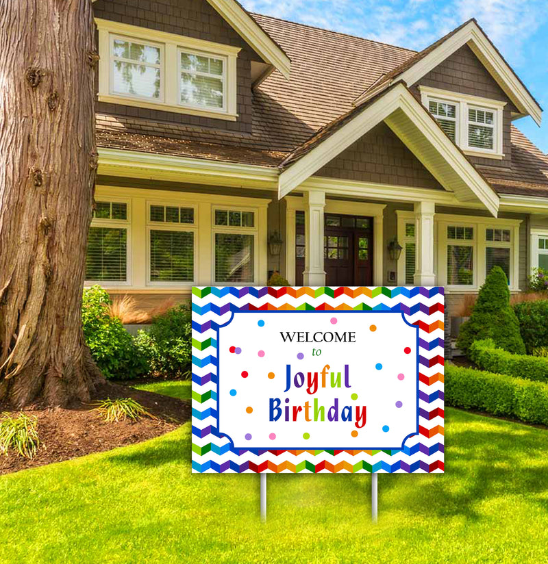 Joyful Party Theme Birthday Party Yard Sign/Welcome Board