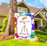 Art and Paint Theme Birthday Party Yard Sign/Welcome Board