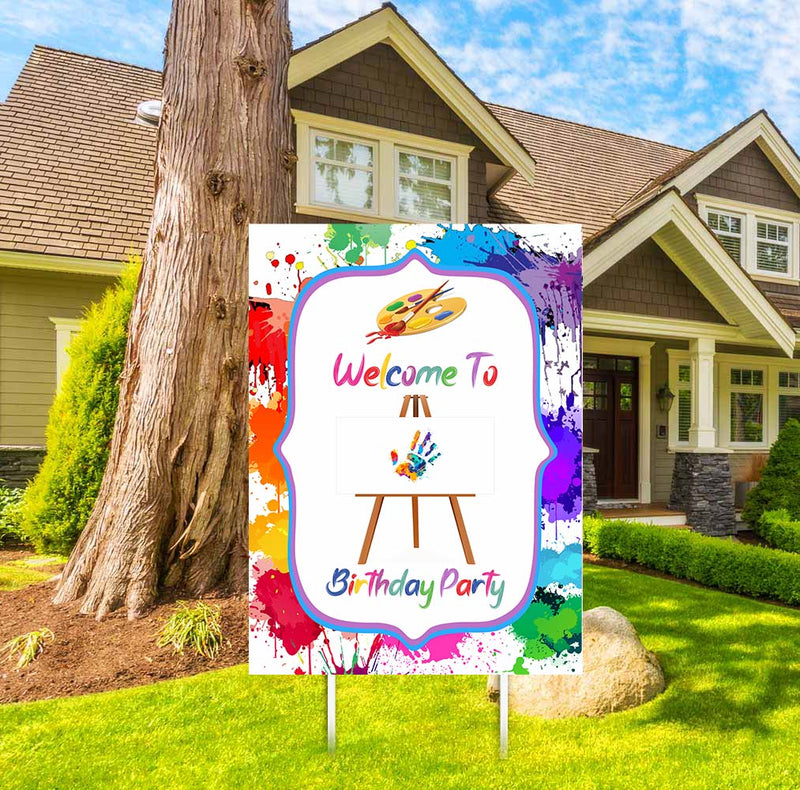 Art and Paint Theme Birthday Party Yard Sign/Welcome Board