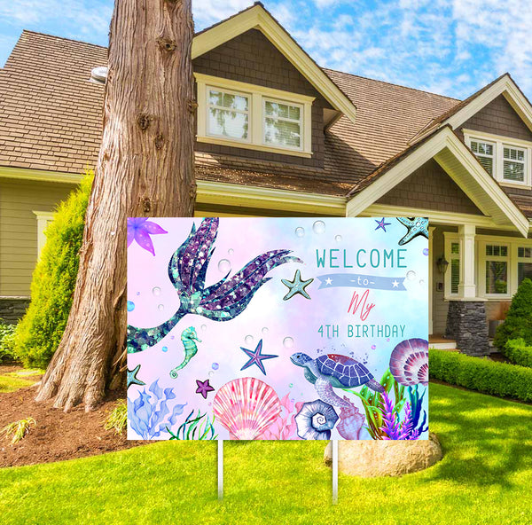 Mermaid Theme Birthday Party Yard Sign/Welcome Board.