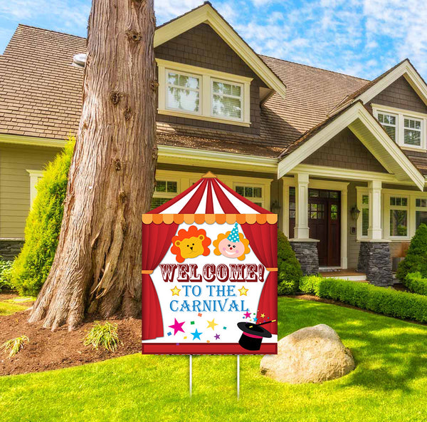 Carnival Theme Birthday Party Yard Sign/Welcome Board