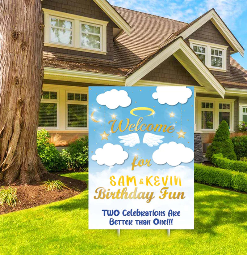 Twin Boys Party Theme Birthday Party Yard Sign/Welcome Board