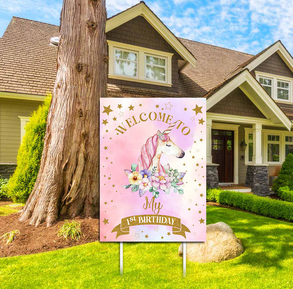 Unicorn Theme Birthday Party Yard Sign/Welcome Board.