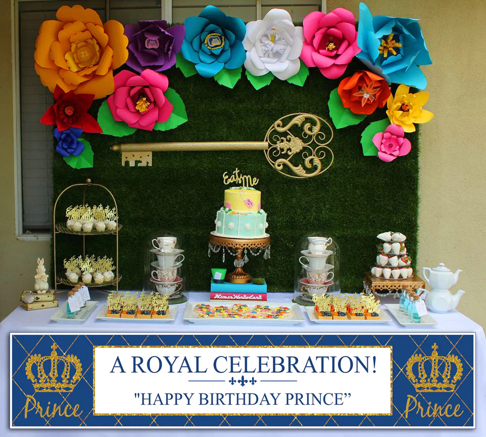 Prince Birthday Party Long Banner for Decoration