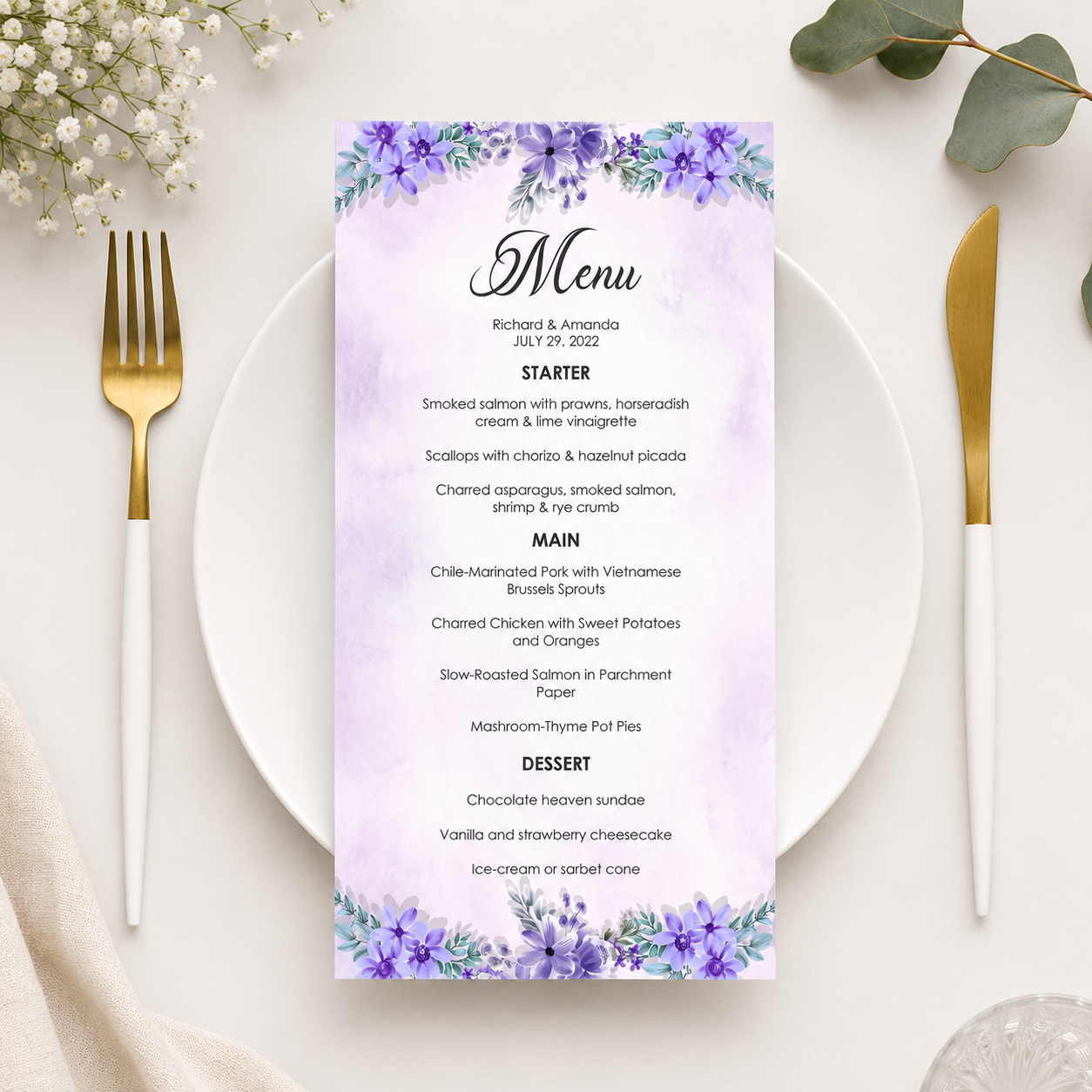 Wedding  Menu Card