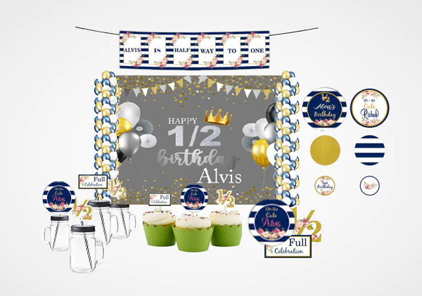 Half Birthday Boys Theme Complete Personalize Party Kit