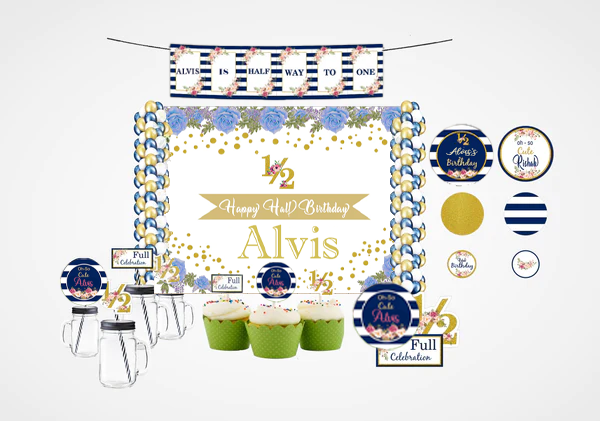 Half Birthday Boys Theme Complete Personalize Party Kit